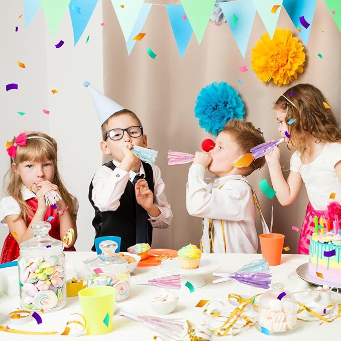 24 pcs Party Blowers, Noise Makers Glitter Metallic Fringed Party Horns - Image 5