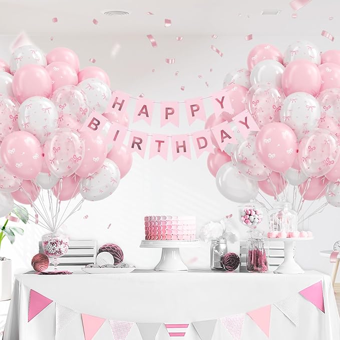 60pcs Pink Bow Balloons 12inch - Image 7