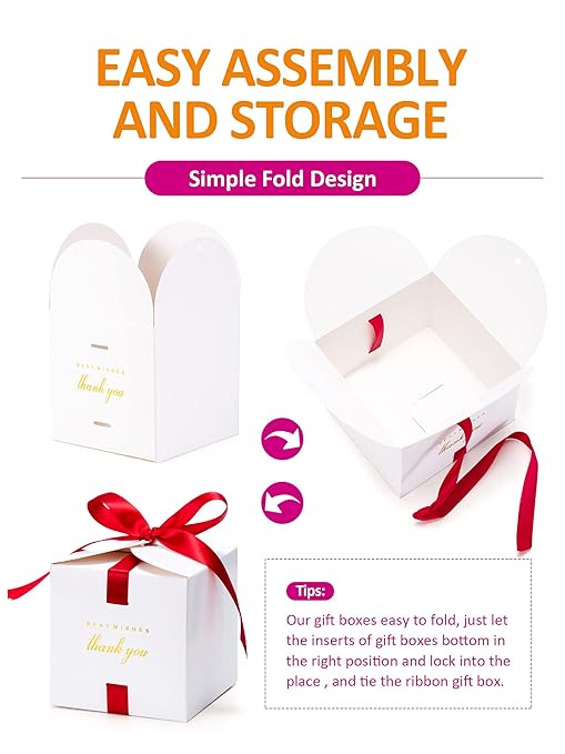 MESHA Gift Boxes 4x4x4'' 10 Pack, Small White Gift Boxes - Image 3