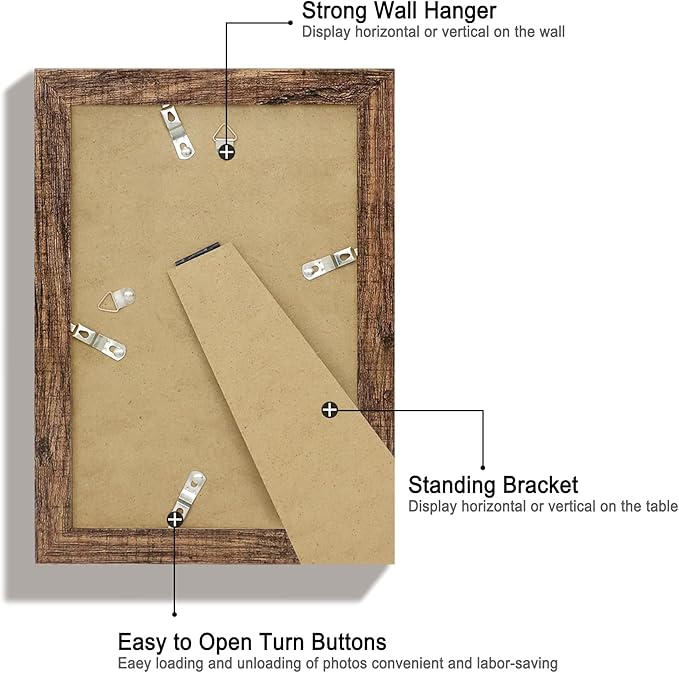 6x9 Picture Frame Set of 4, High Definition Real Glass Rustic Wood Frame - Image 5