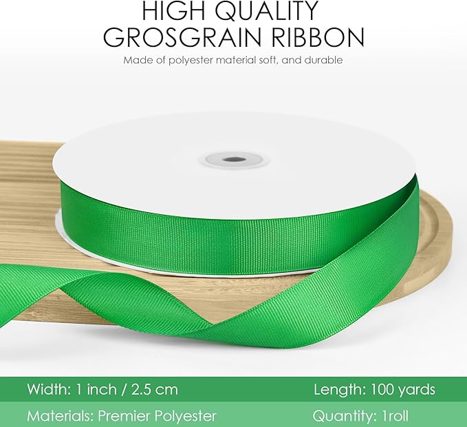 100 Yards 1 inch Grosgrain Ribbon, Solid Color Fabric Ribbon Perfect - Image 2