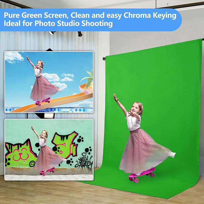 HEMMOTOP Green Screen Backdrop, 5x6.5 ft Photography Chroma Key Greenscreen - Image 4
