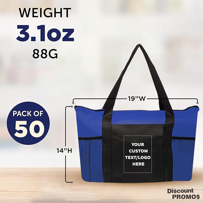 DISCOUNT PROMOS 50 Zippered Non-Woven Tote Bags Set - Image 5