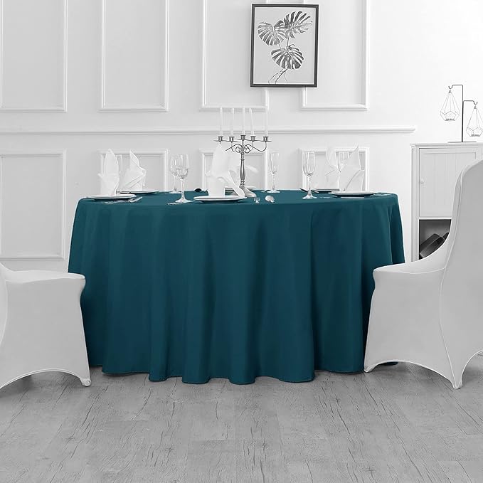Fokitut 2 Pack Waterproof Round Tablecloth, 132 Inch, Stain Resistant and - Image 5