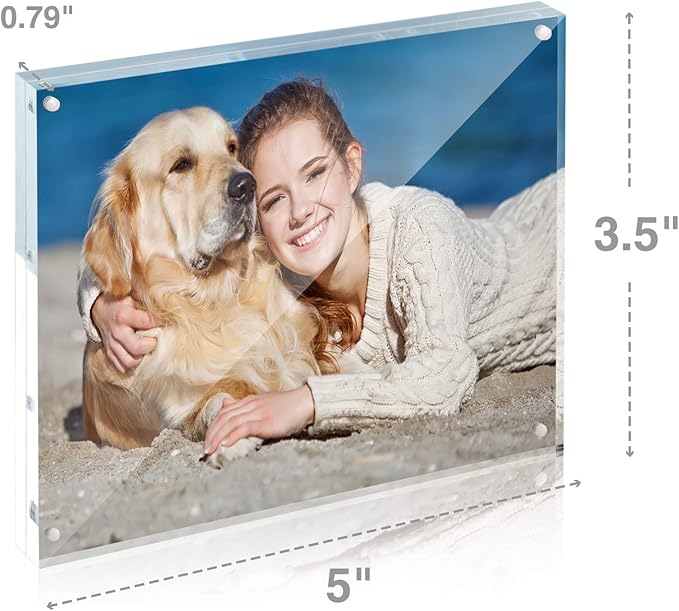 TWING 3.5x5 Inch Acrylic Picture Frame Horizontal Magnet Double Sided Photo - Image 5