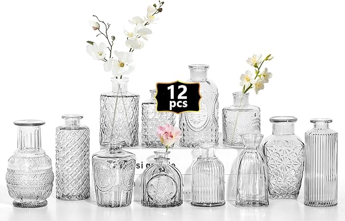 12pcs Mini Bud Vases As Wedding Centerpieces by Zipper