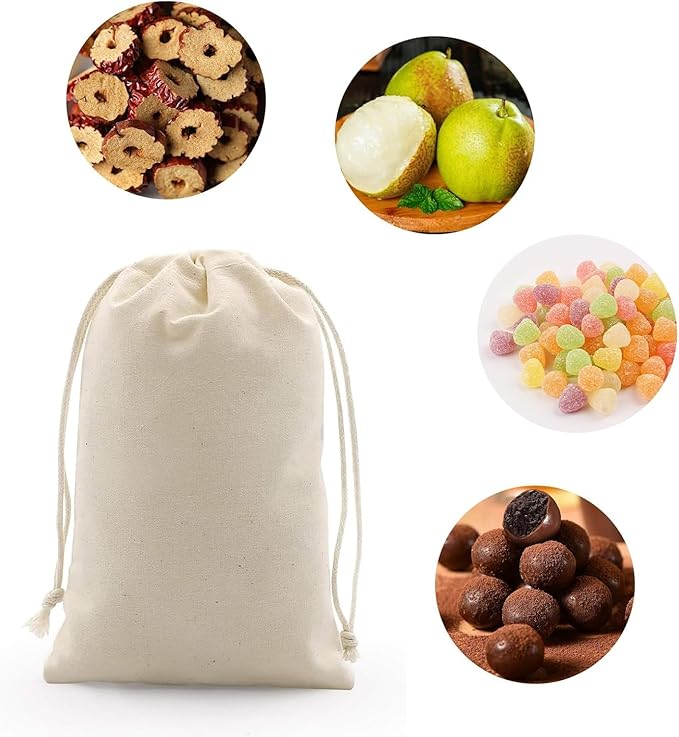 gobyhumm 20 Pieces Muslin Bags Cotton Drawstring Bags Sachet Bag - Image 6