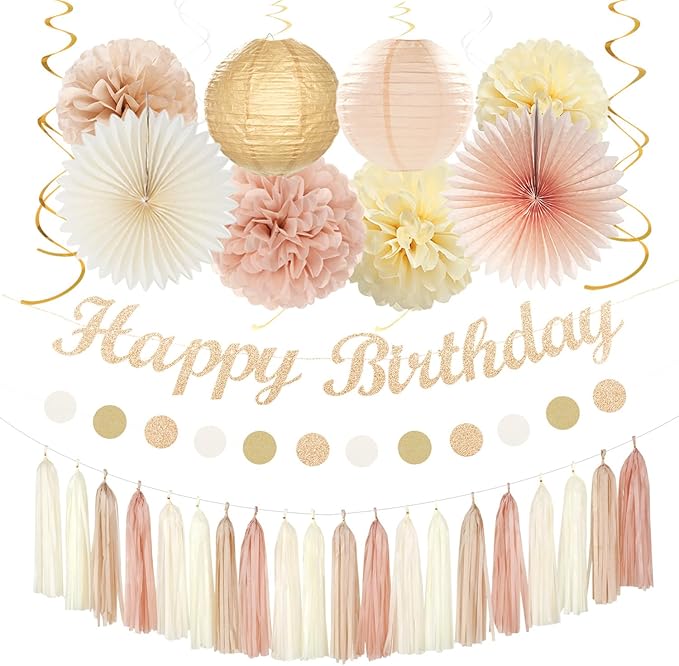 Champagne-Gold Beige 21st Happy-Birthday Party-Decorations by Unknown
