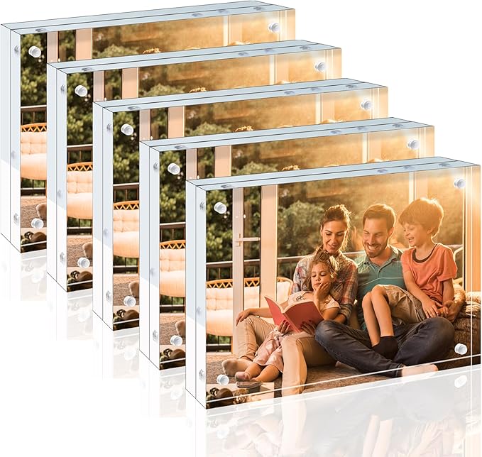 Egofine 4x6 Acrylic Frames 5 Pack, 20mm Thicker Frameless Clear Picture Frames by Egofine