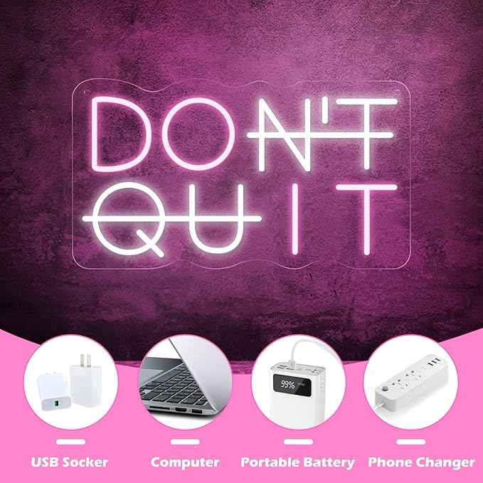 Don't Quit LED Neon Sign for Wall Decor, DO IT Neon Lights Party Decorations - Image 6