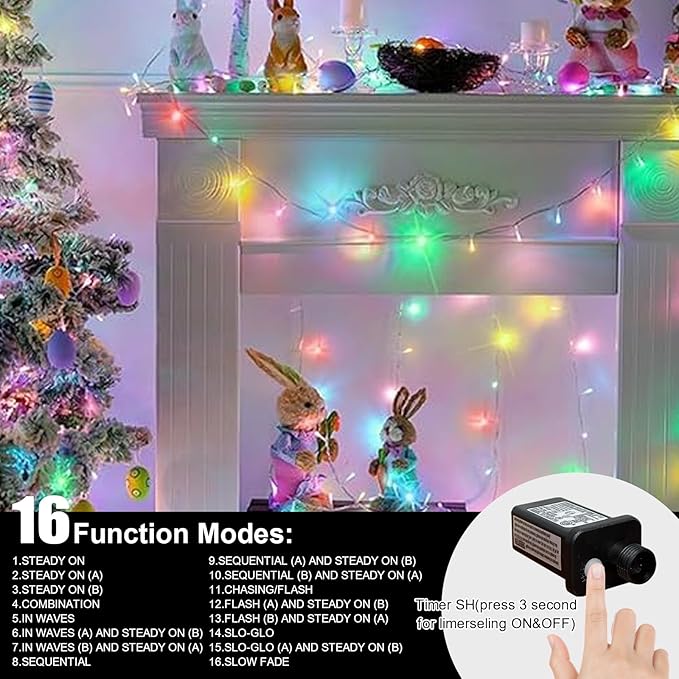 LAMPHOME 33ft Christmas Decorative Mini Lights, 100 LED Easter String Light - Image 3