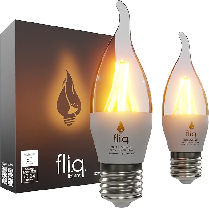 Fliq | LED Flame Light Bulb | 2 Pack | 2W | 4 Modes | Flickering Flame Bulb | by Fliq