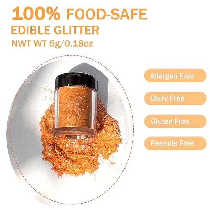 Orange Edible Glitter Glimmer Powder - Image 5