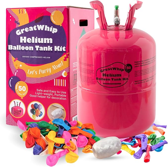 GreatWhip 13L Helium Tank Up To 50 Latex Balloons, Helium Tank by GreatWhip