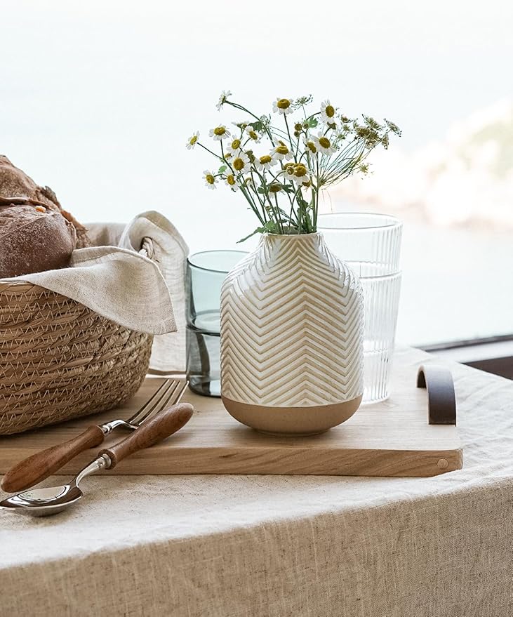 Small Boho Vase for Decor, Rustic Farmhouse Vase for Pampas Grass, Ceramic - Image 6