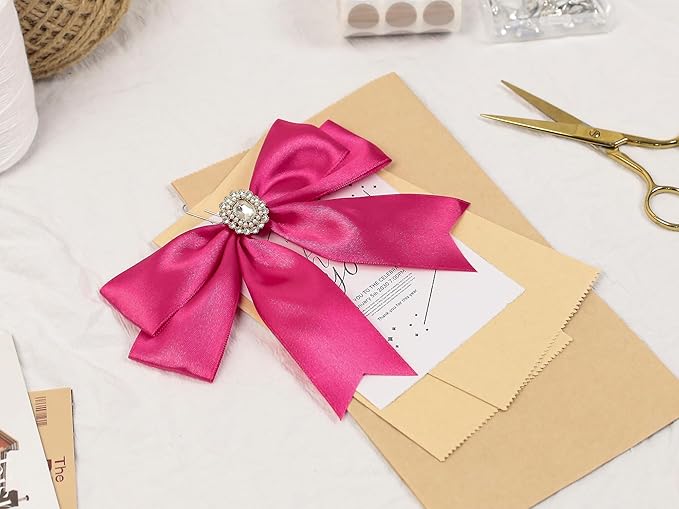 Rose Red Satin Ribbon 1-1/2 inch X Continuous 100 Yards, Single Face Polyester - Image 7