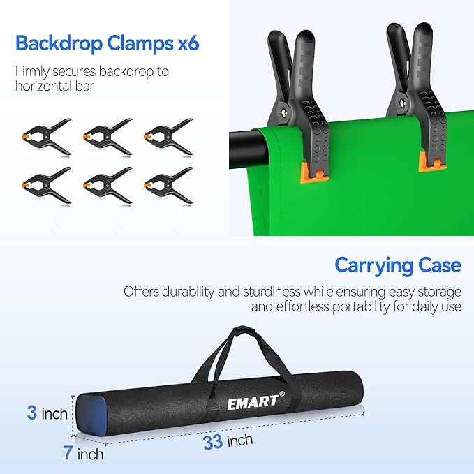 EMART Photo Video Studio 10 x 10ft Green Screen Backdrop Stand Kit, Photography - Image 6