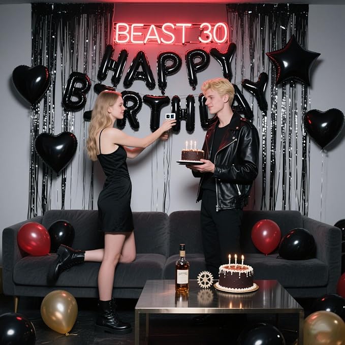 29 Pcs Black Birthday Party Decorations - Image 3