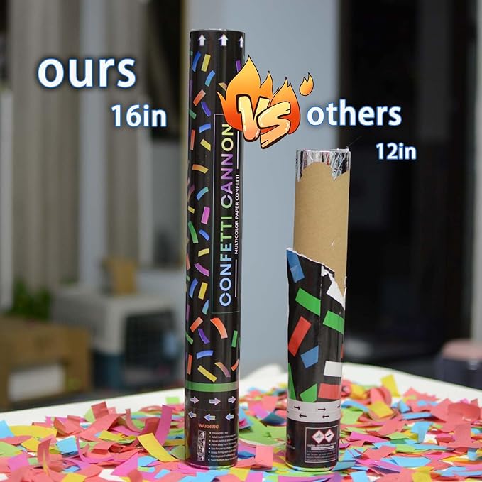 16 Inch Biodegradable Confetti Cannon Party Poppers Party Supplies, Air Powered - Image 2
