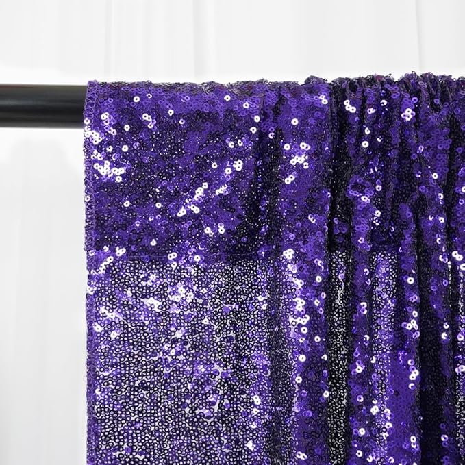 SquarePie Sequin Backdrop Curtain 2FT x 8FT Purple 2pcs Background - Image 7