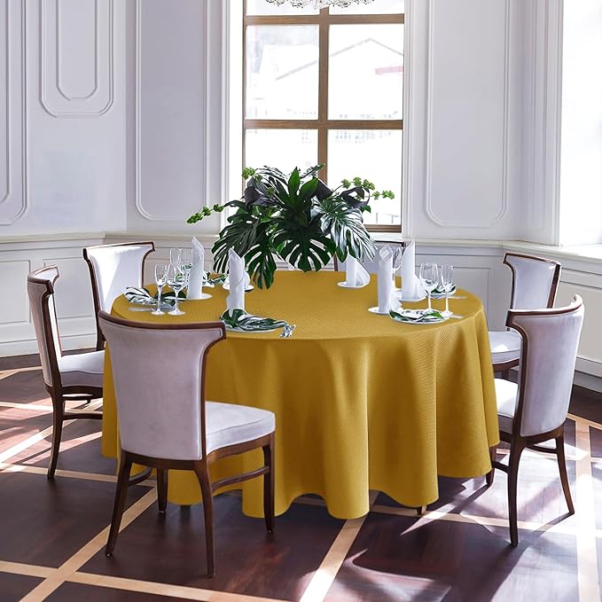 Biscaynebay Textured Fabric Round Christmas Table Cloths 108", Parties etc. - Image 2