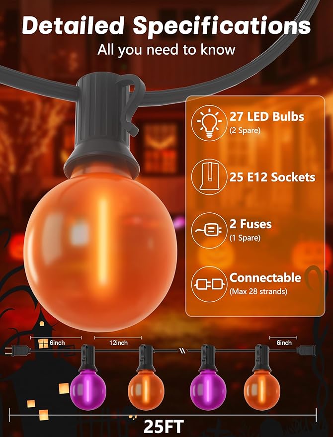 25ft Halloween String Lights Outdoor - Image 2