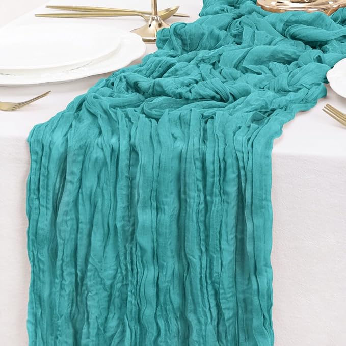 Teal Table Runner Cheesecloth Table Runner 4 Pack 10FT Farmhouse Table Runners - Image 5