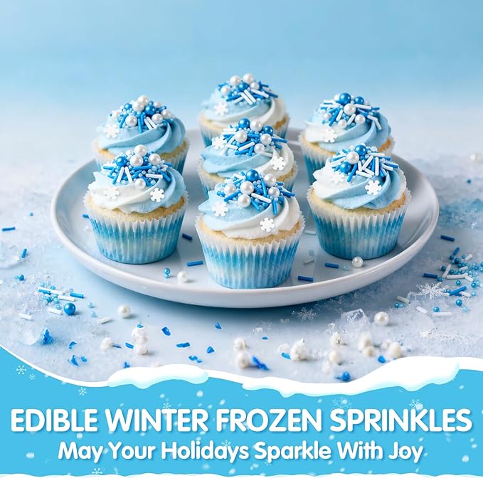 Edible White Snowflake Sprinkles, Snow Block Candy - Image 2