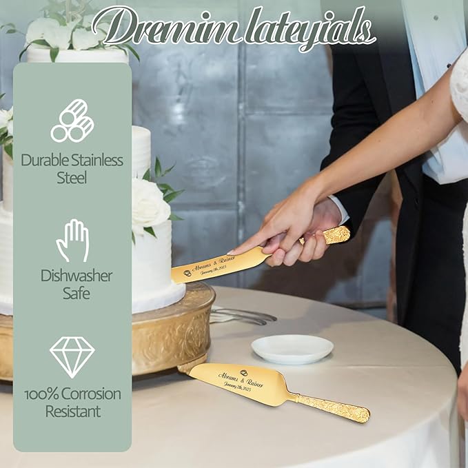 HJX Personalized Wedding Cake Knife and Server Set - Image 5
