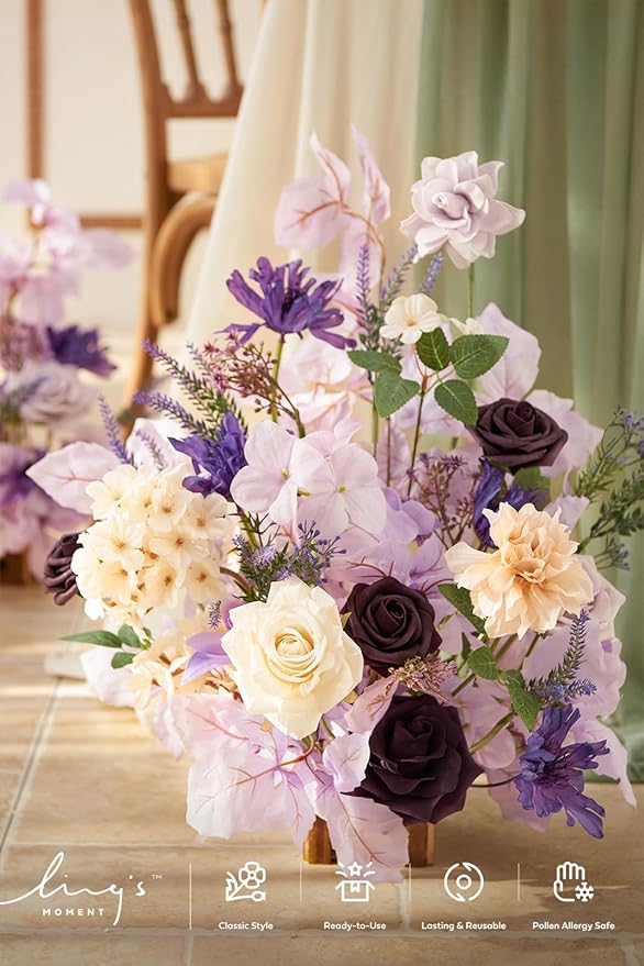 Ling's Moment 17.5" Tall Standing Artificial Flowers Arrangements 4 pcs Wedding - Image 3