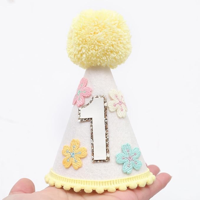 WAUAO Colorful Flower 1st Birthday Cone Hat - Image 6