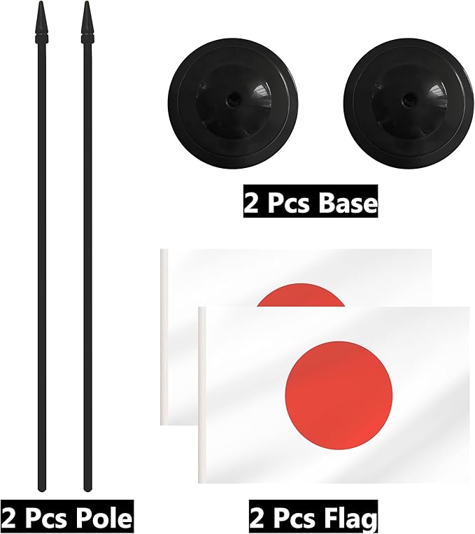 2 Pack Japan Desk Flag Set, Japanese Desktop Small Miniature Table Office Flag - Image 6