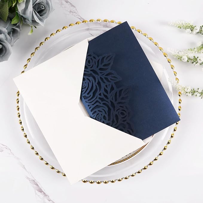 50pcs 250GSM Tri-Fold Wedding Invitations - Image 5