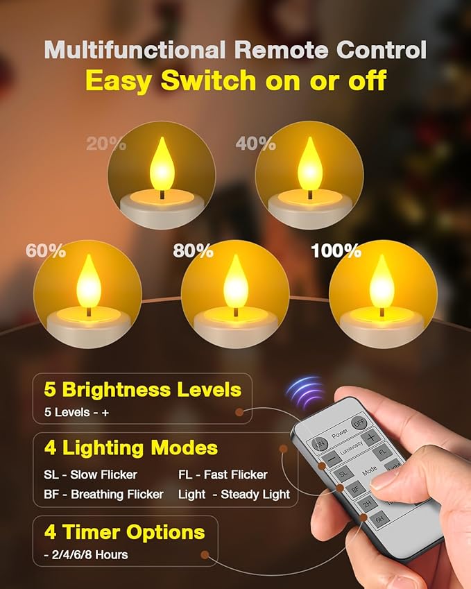 SoulBay Flameless Candles with Remote Control Timer & Charging Base - Image 4