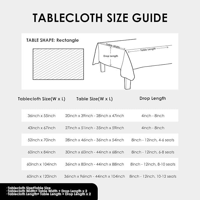 Rectangle White Tablecloth 60 x 84 Inch Polyester Fabric Washable Table Cloth - Image 7