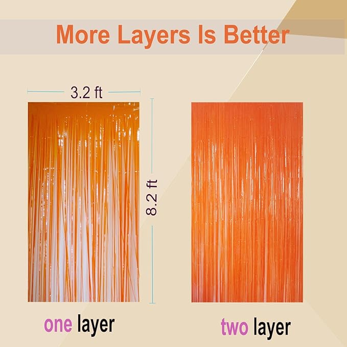 4Pack Orange Fringe Backdrop Curtains Orange Streamers - Image 5