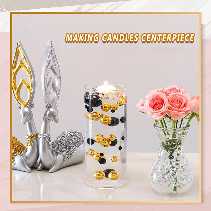 300Pcs Vase Filler Black No Hole Faux Pearl Beads - Image 5