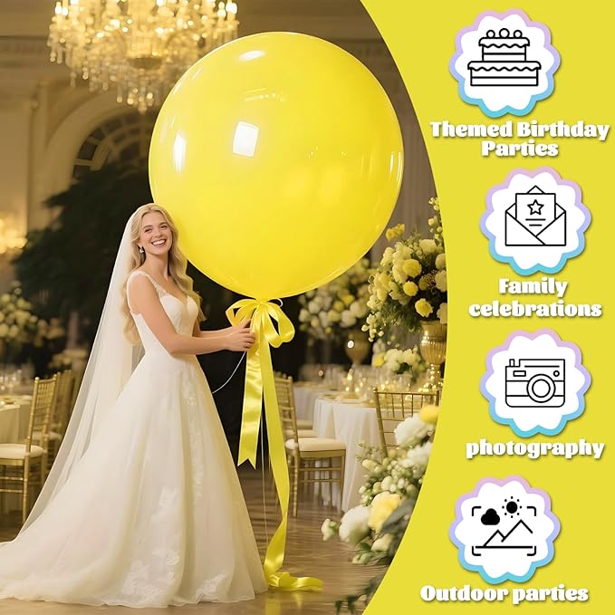 KAWKALSH Yellow Giant Balloons 36 Inch - Image 3