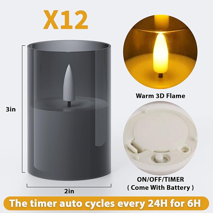 12Pack Flickering Flameless LED Candles - Image 3