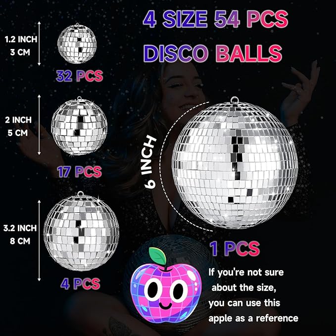 54 Pcs Mini Silver Disco Balls - Image 4
