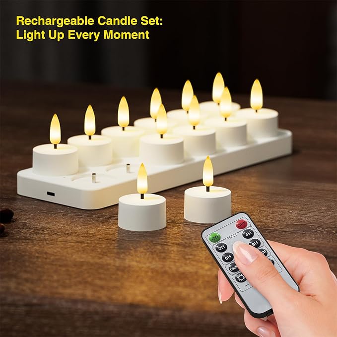 Rechargeable Flameless Tea Lights Candles - Image 3