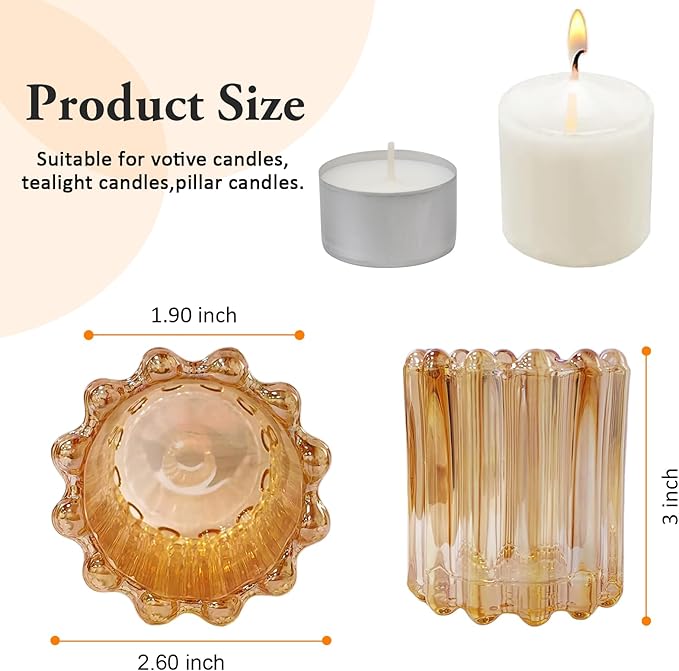 GOLDEAL 12Pcs Gold Glass Votive Candle Holders Tealight Holders Decorative - Image 2