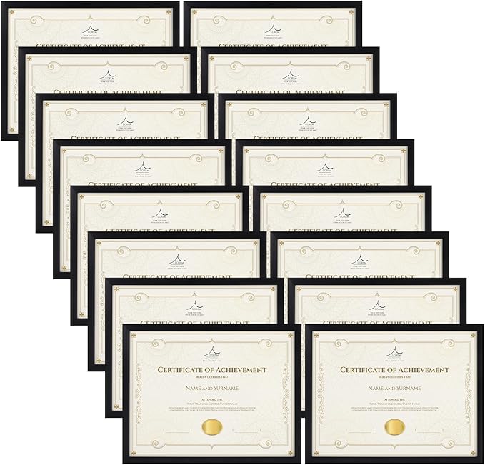Rempry 8.5 x 11 Picture Frame Set of 16, Certificate Frames 8.5 by 11, Tabletop by Rempry