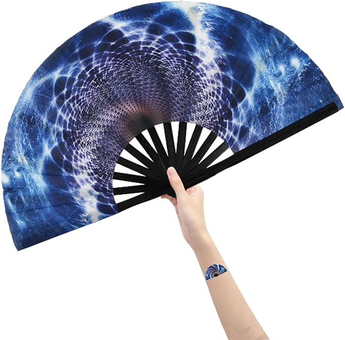 Amajiji Large Folding Hand Rave Fan Popping Fan by Amajiji