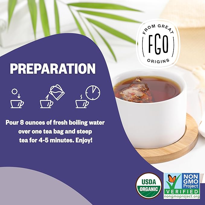 FGO Organic Earl Grey Black Tea, Eco-Conscious Tea Bags, Resealable Bag - Image 5