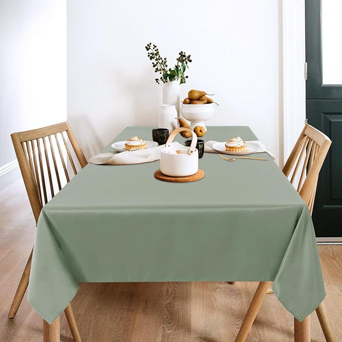 sancua 2 Pack Sage Green Tablecloth 60 x 102 Inch, Rectangle Table Cloth - Image 2