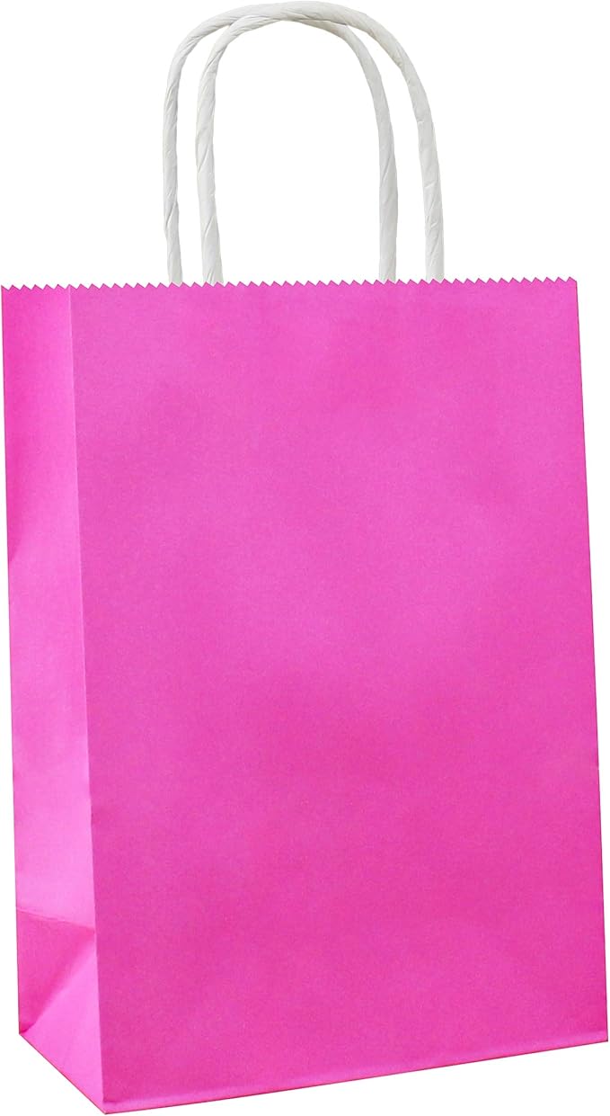 25 PCS Small Gift Bags Hot Pink Kraft Paper Bags by ADIDOEVA