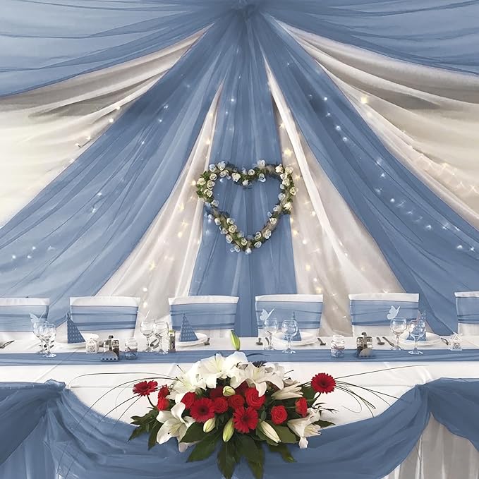 6 Panels Dusty Blue Ceiling Drapes - Image 5