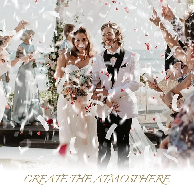 White Confetti Poppers, Rice Paper - Image 7