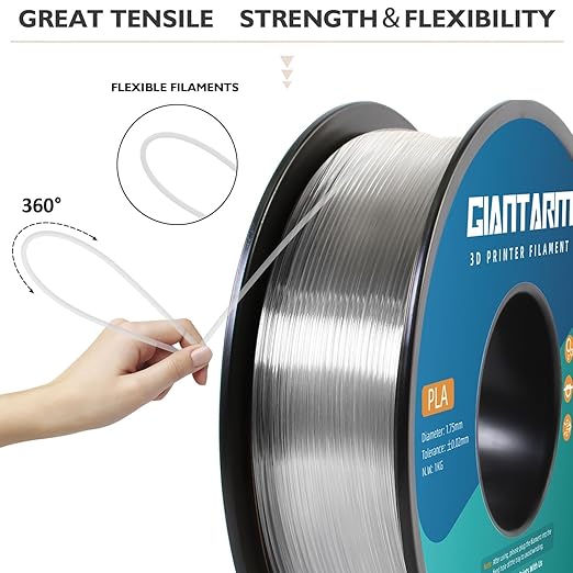 GIANTARM PLA Filament 2KG, Neatly Wound Transparent PLA 2pcs 1kg Spool - Image 2